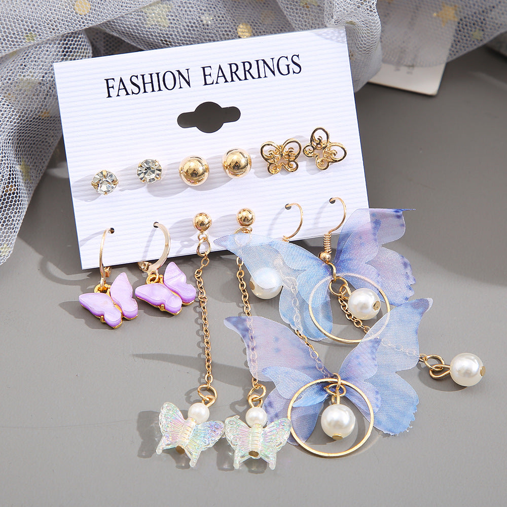 Set orecchini farfalla perla
