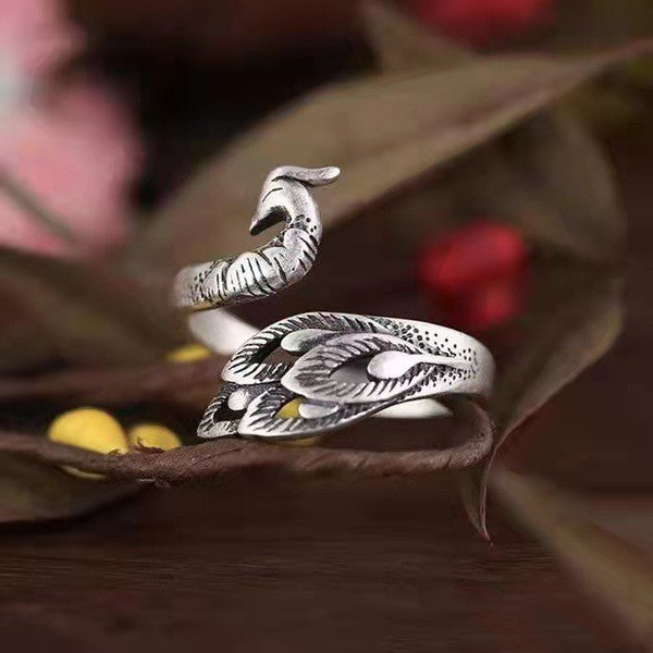 Anello pavone smaltato