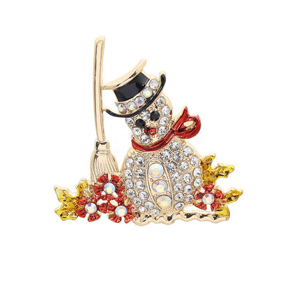 Spilla Natale pupazzo neve e giraffa