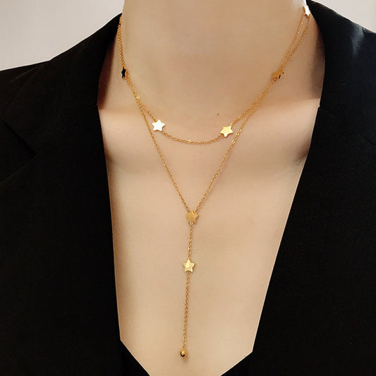 Collana stella titanio doppi cerchi