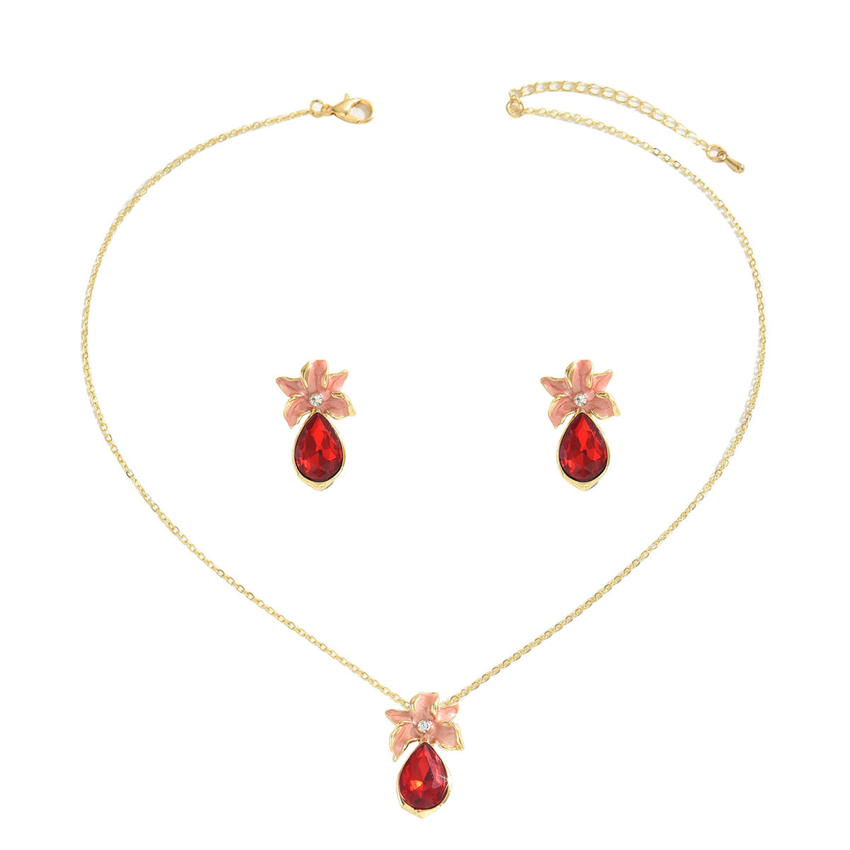 Collana e Orecchini a Fiori con Zirconi