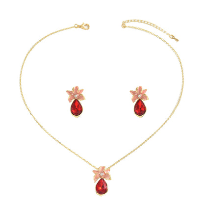 Collana e Orecchini a Fiori con Zirconi