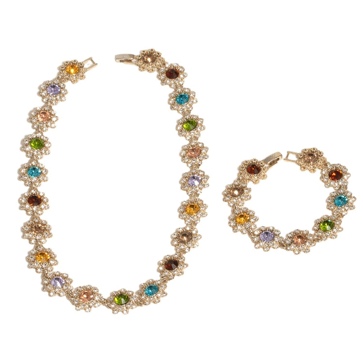Set collana, orecchini e bracciale strass