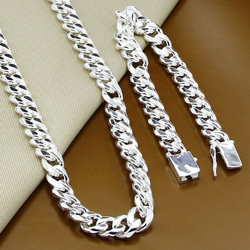 Set collana e braccialetto con fibbia quadrata