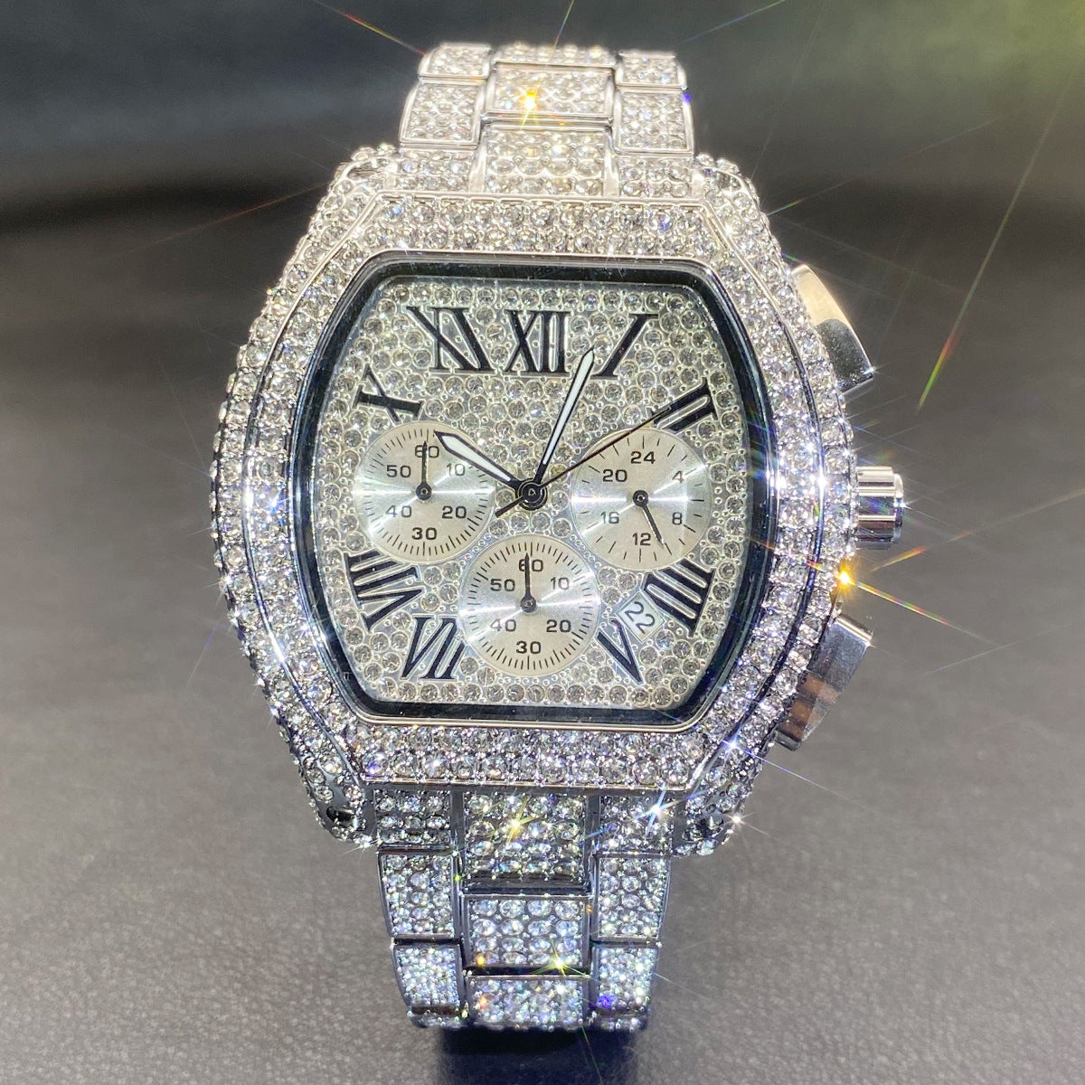 Orologio uomo cronografo tonneau con diamanti