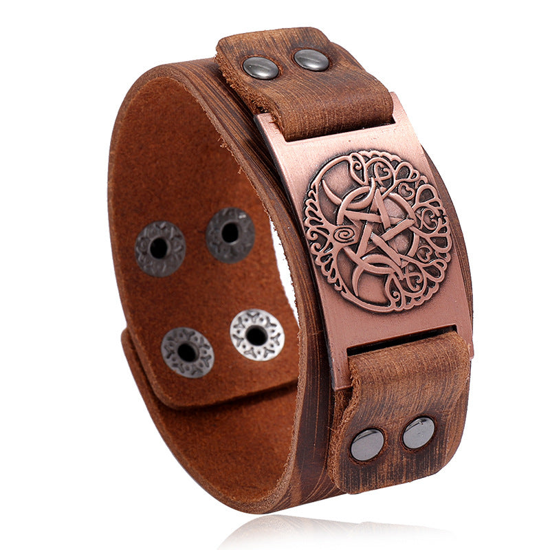 Bracciale vichingo pelle testa di lupo