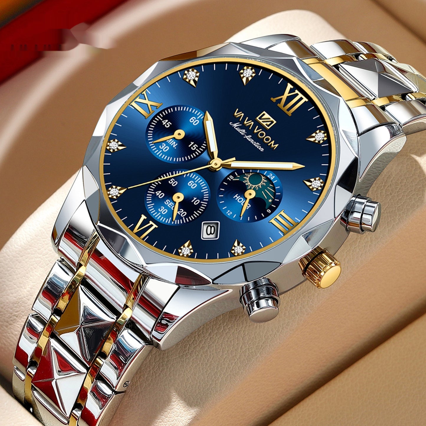 Orologio doppio calendario impermeabile in tungsteno