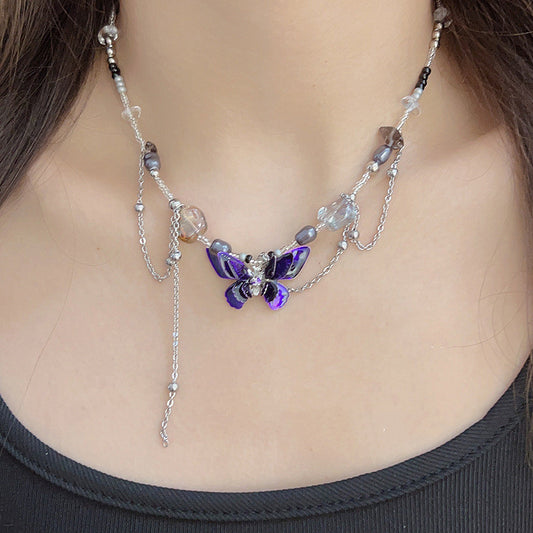 Collana Farfalla Viola Retrò