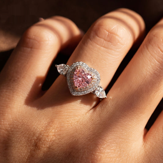 Anello cuore moissanite argento