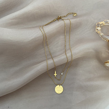 Collana doppio strato titanio con pendente