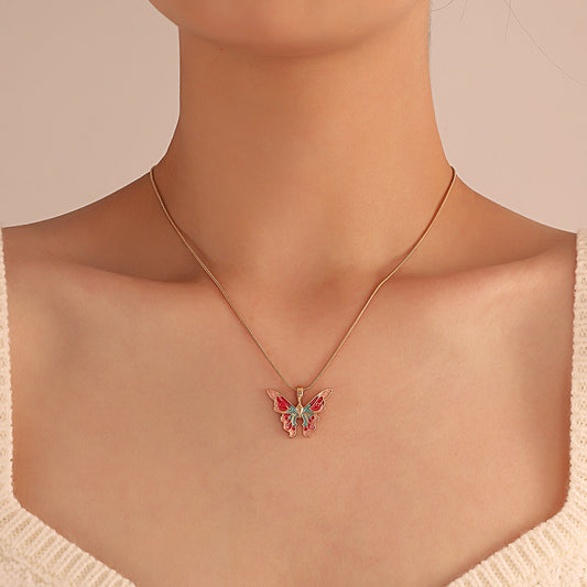 Collana farfalla colorata stile olio