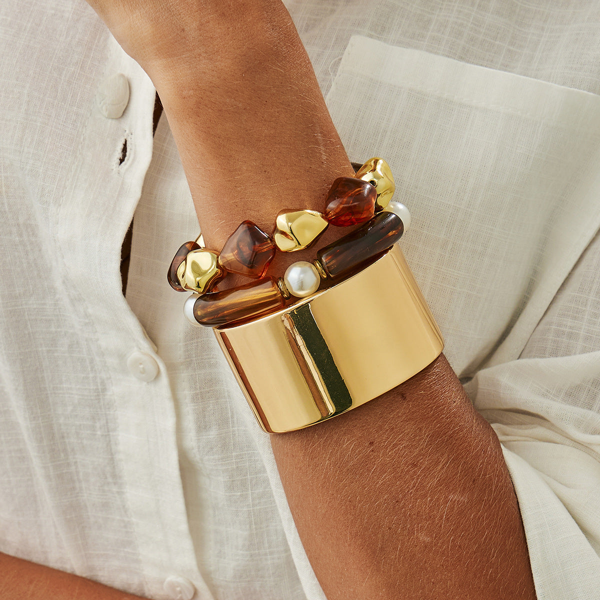 Bracciale ambra e perle