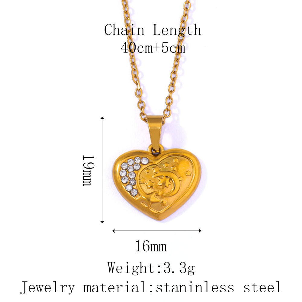 Collana cuore strass intarsiato