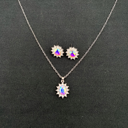 Set collana e orecchini girasole in zircone