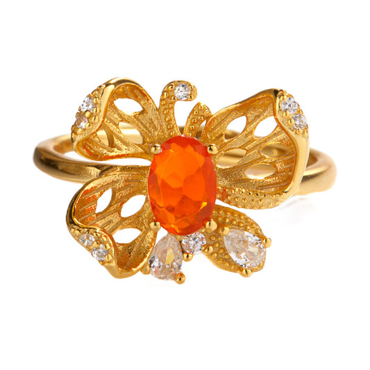 Anello farfalla opale naturale