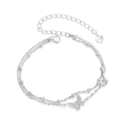 Bracciale a doppio strato con farfalla