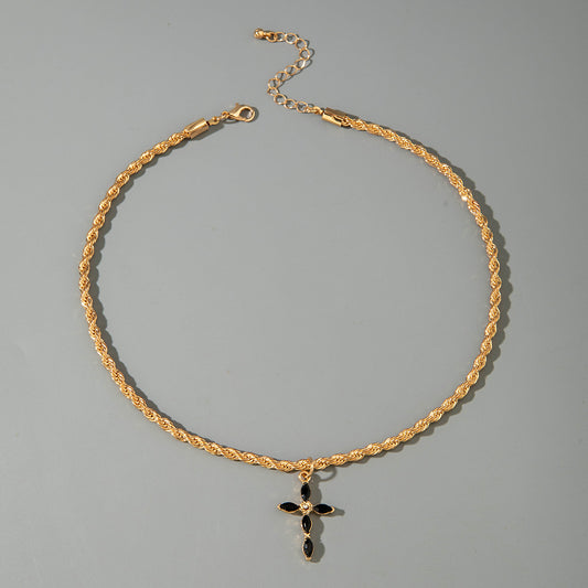 Collana catena croce diamanti