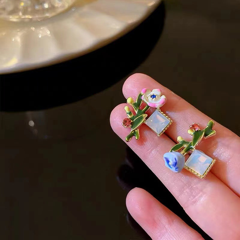 Orecchini fiori dipinti a mano