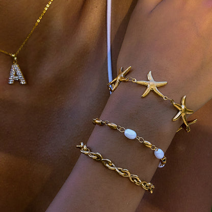 Bracciale titanio e perle