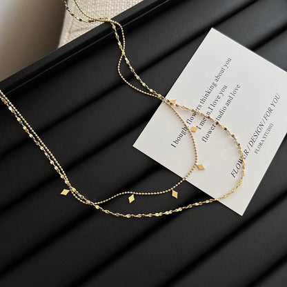 Collana doppio strato paillettes diamante
