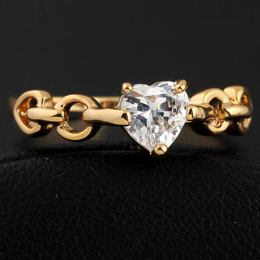Anello cuore con zircone a catena