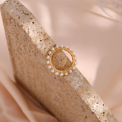 Anello rotondo placcato oro