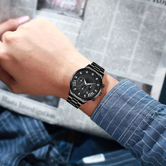 Orologio acciaio calendario sole luna stella