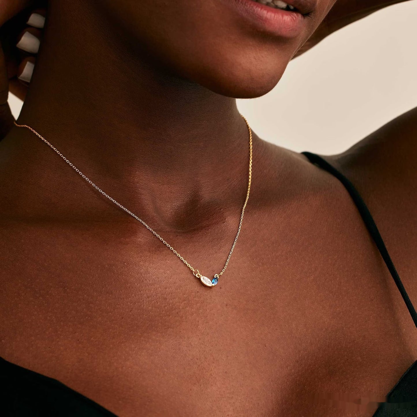 Collana cuore zircone acciaio titanio con pietra natale