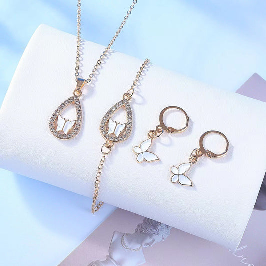 Set collana bracciale orecchini farfalla