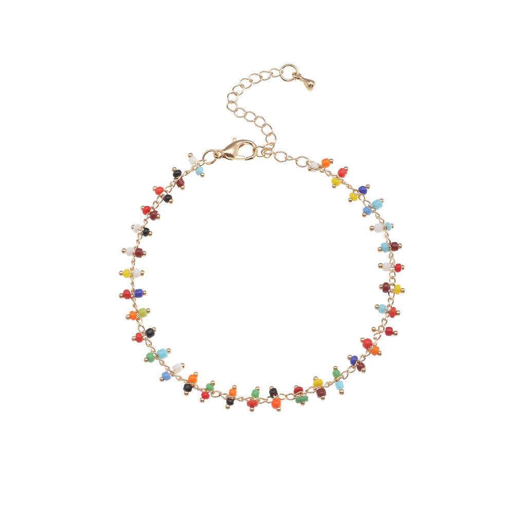 Cavigliera perline colorate bohemien