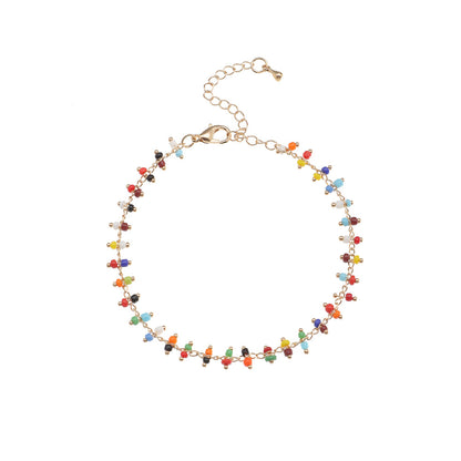 Cavigliera perline colorate bohemien