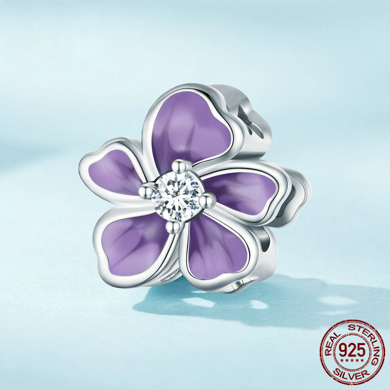 Perle fiore viola argento