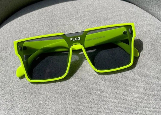 Occhiali da sole verde fluo quadrati