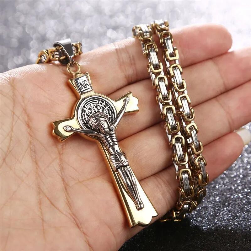 Collana con ciondolo croce acciaio inox