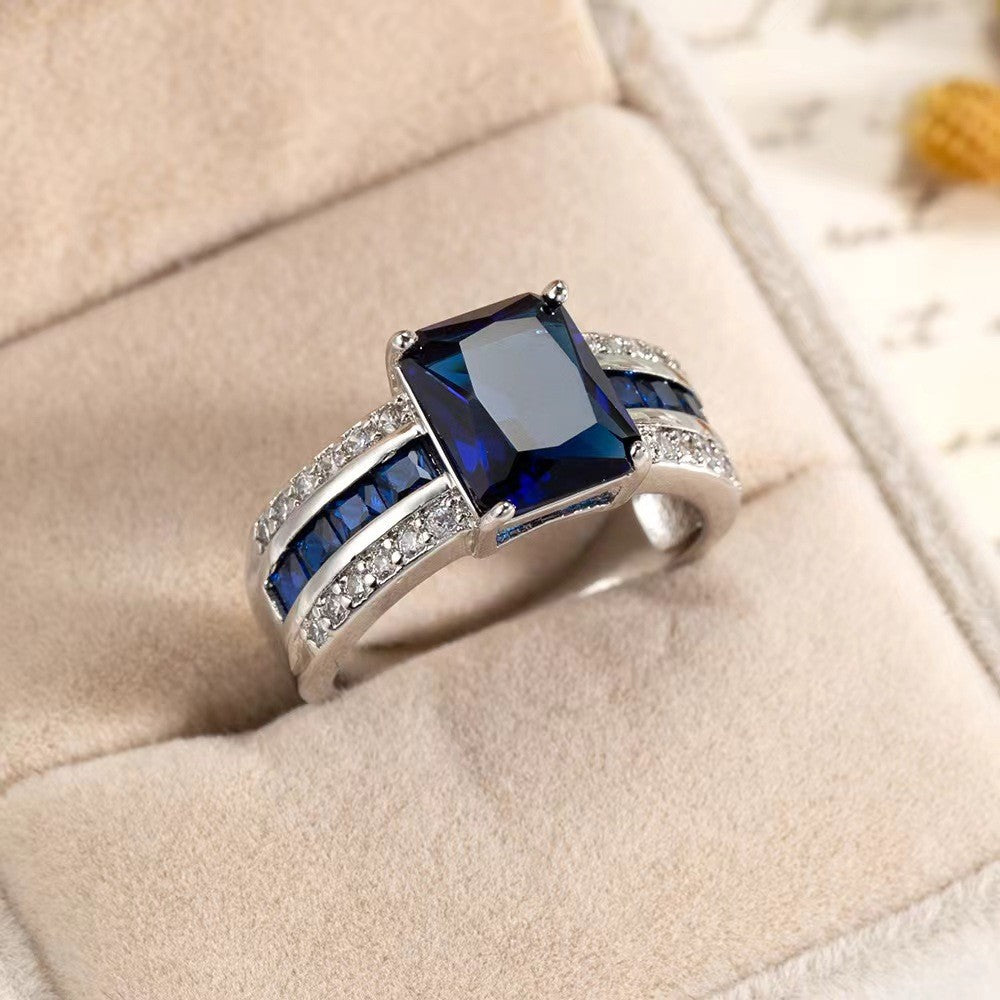 Anello blu stile retro