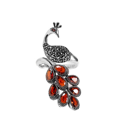 Anello pavone melagrana