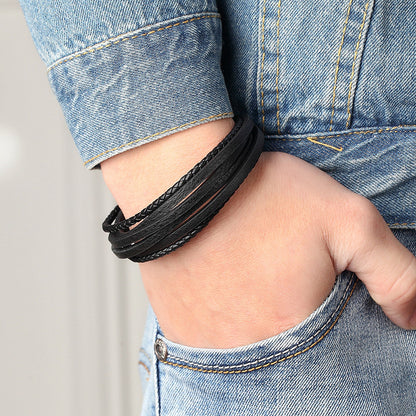 Bracciale pelle intrecciata genuina