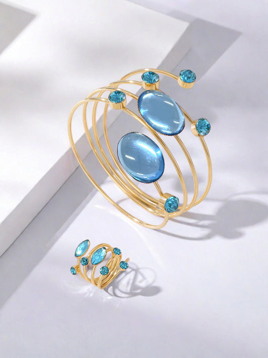 Set bracciale anello strass