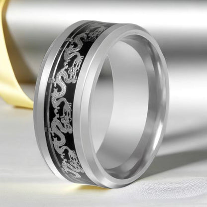 Anello drago cinese titanio