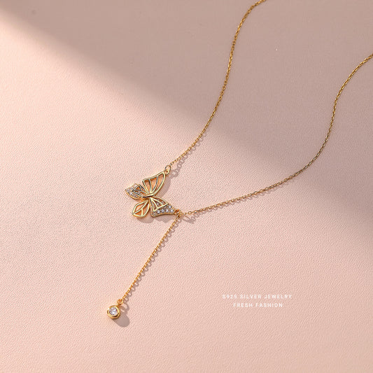 Collana farfalla argento e strass