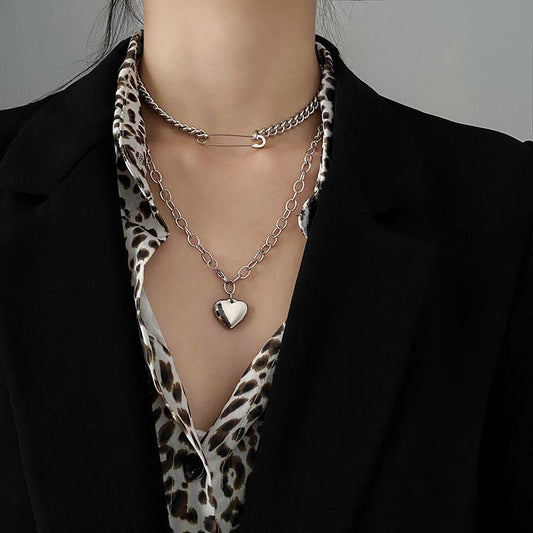 Collana Doppia Cuore Pesca