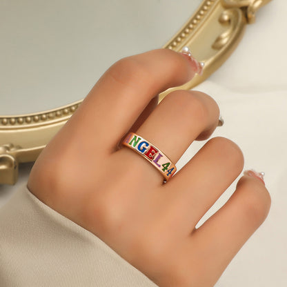 Anello smalto numeri colorati