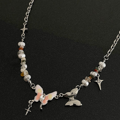 Collana farfalla ricamata
