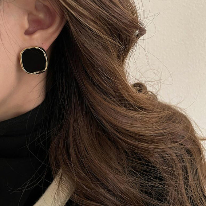 Orecchini argento nero geometrici retro