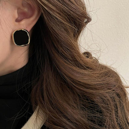 Orecchini argento nero geometrici retro