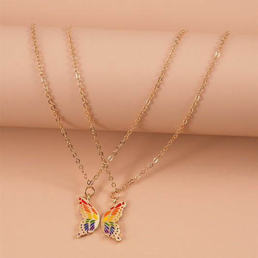 Collana farfalla arcobaleno con ciondolo