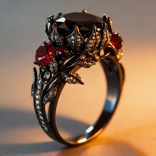 Anello Fiori Rubino Vintage