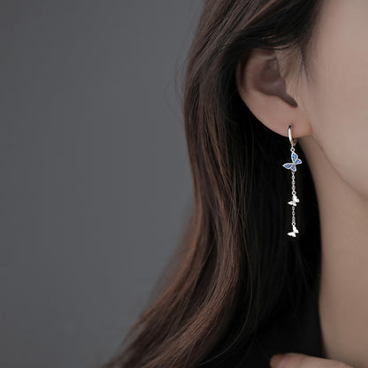 Orecchini farfalla nappa lunga argento 925