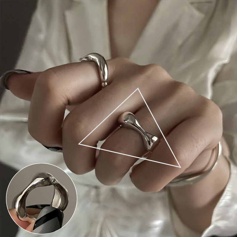Anello aperto geometrico argento