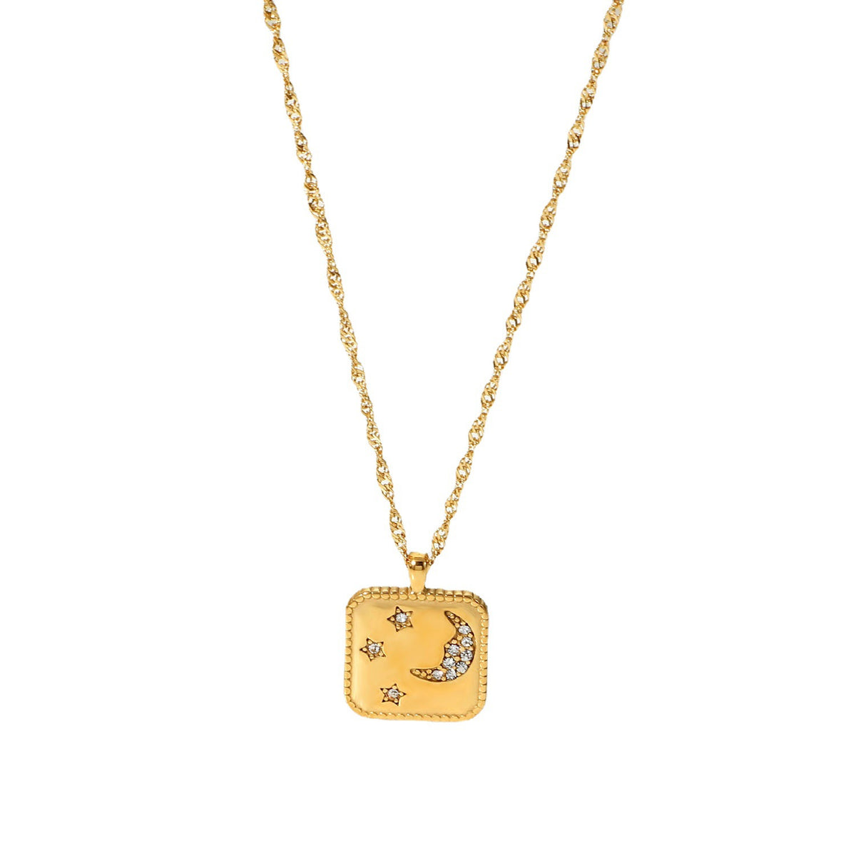 Collana tag quadrato placcata oro